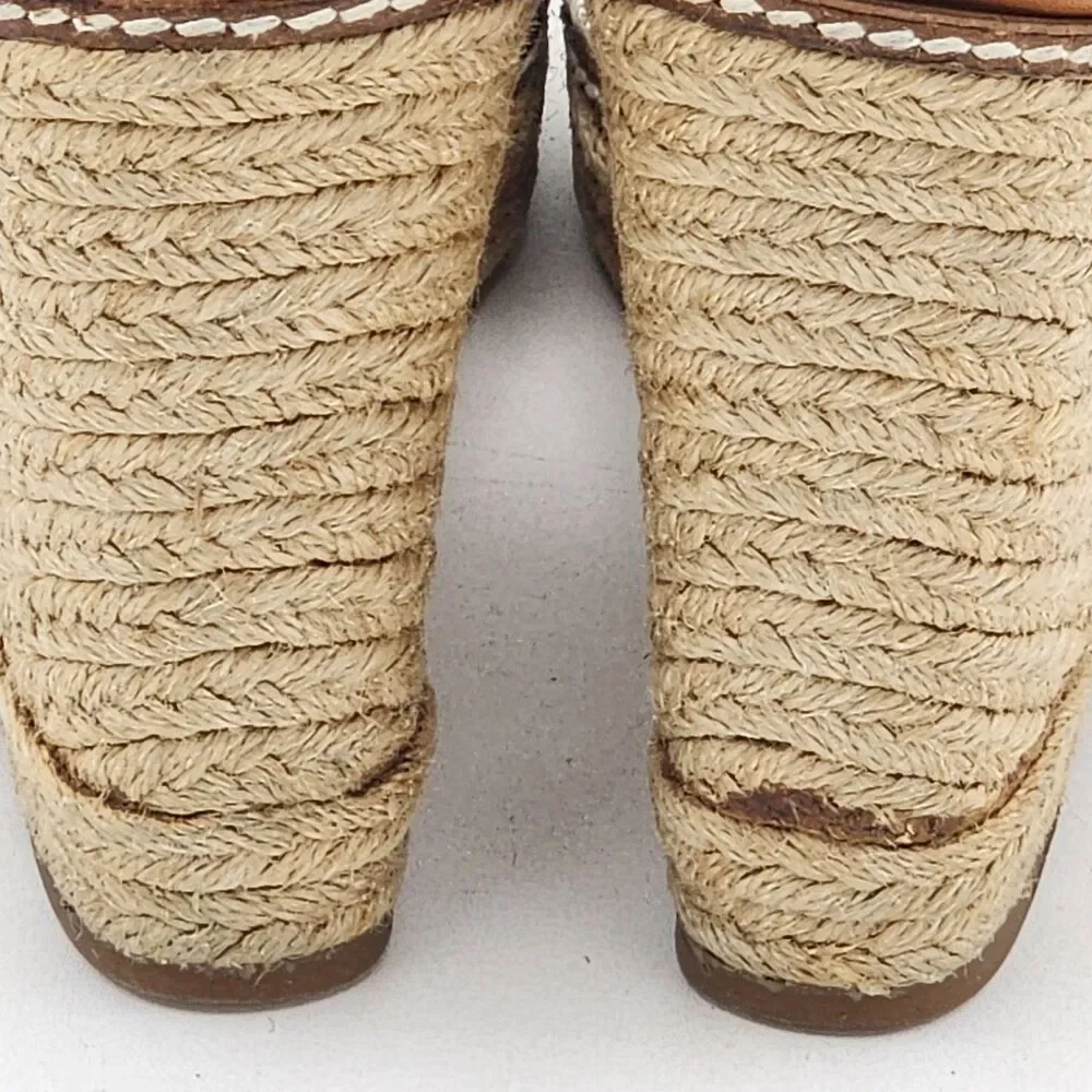 Tory Burch Adonis Espadrille Wedge Platform Heel Sandals Ivory Natural Size 9